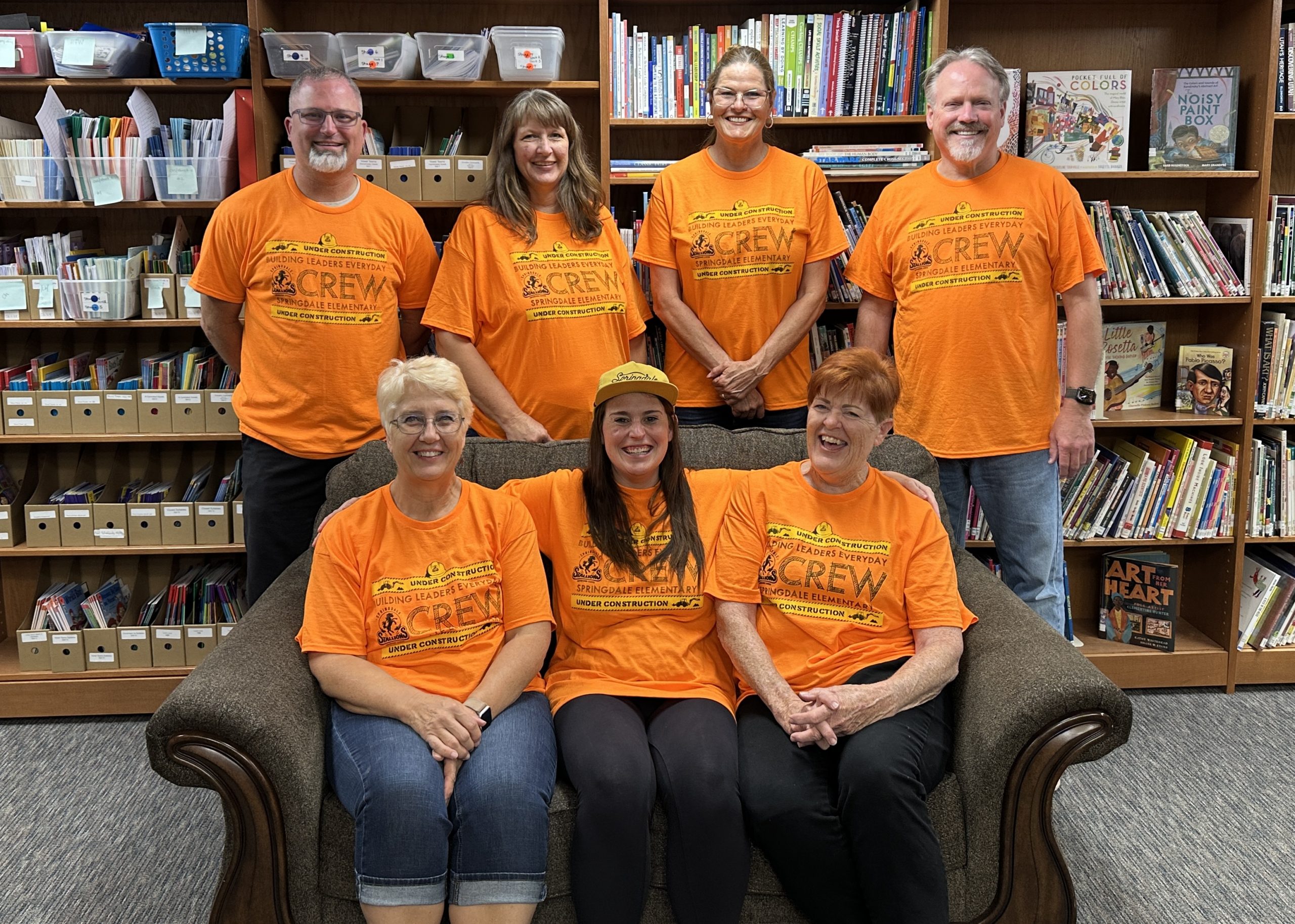 Springdale Staff wearing Orange Construction Shirts