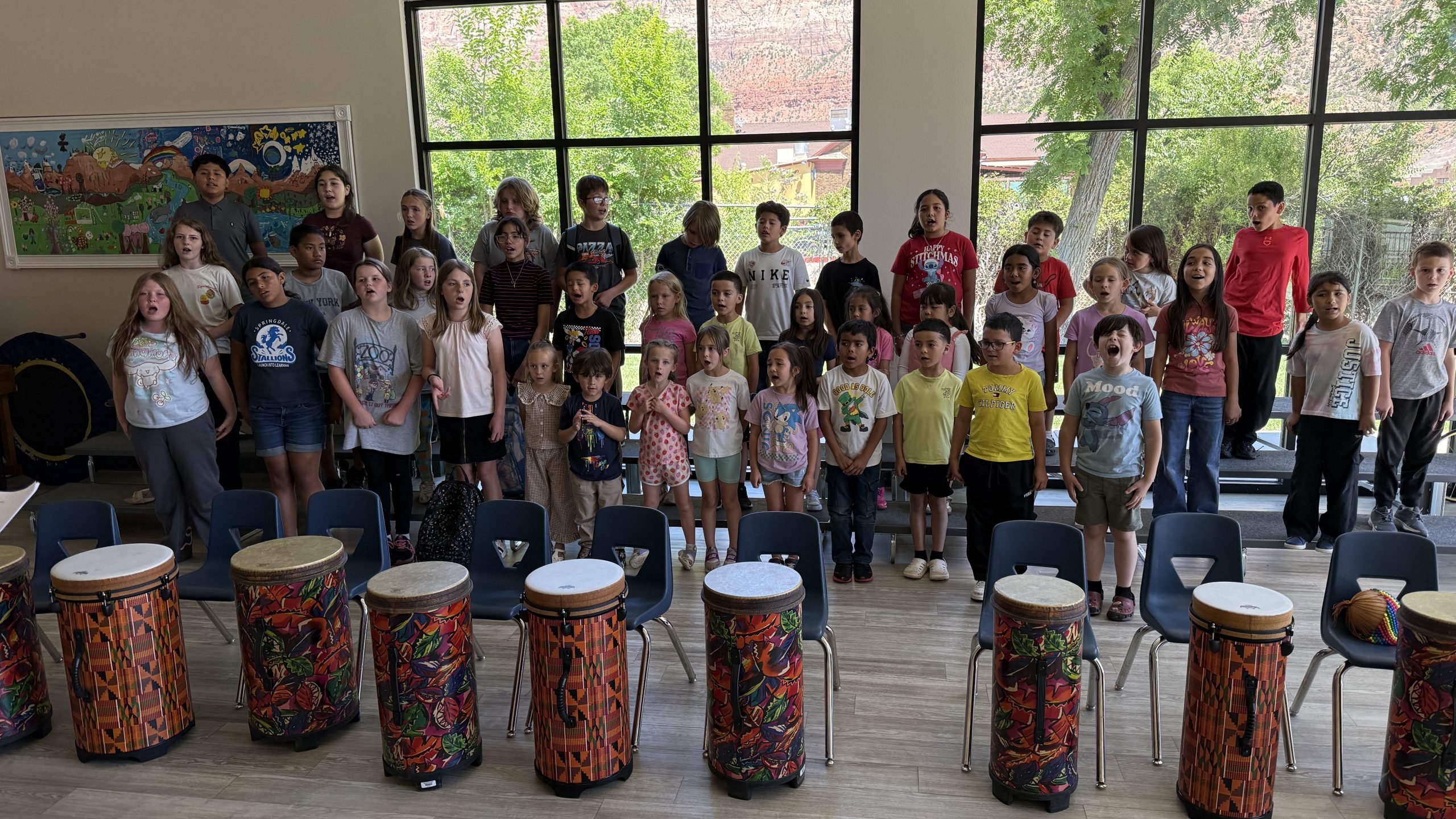 Students preparing for the Final Music Program and Graduation