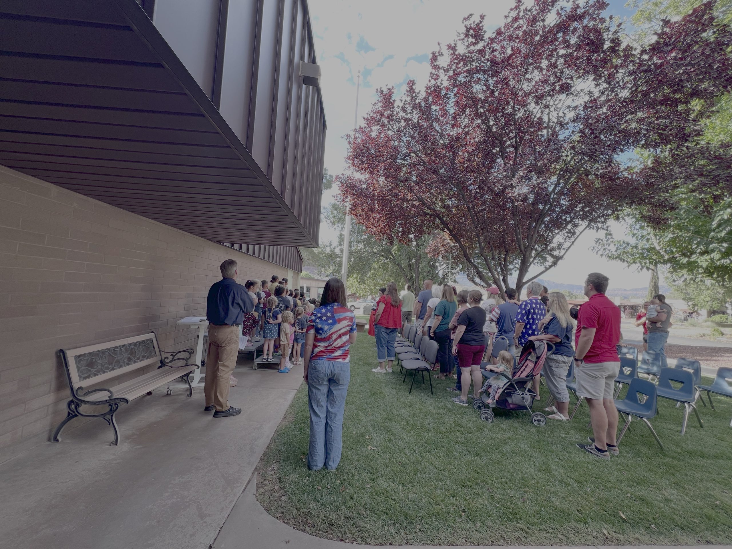 Students and parents participating in our school Hero program on 9/11